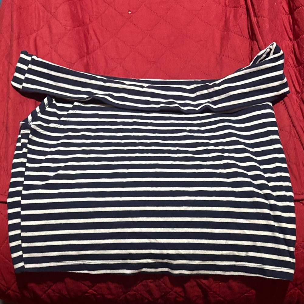 Wild Fable Navy and White Striped Skirt